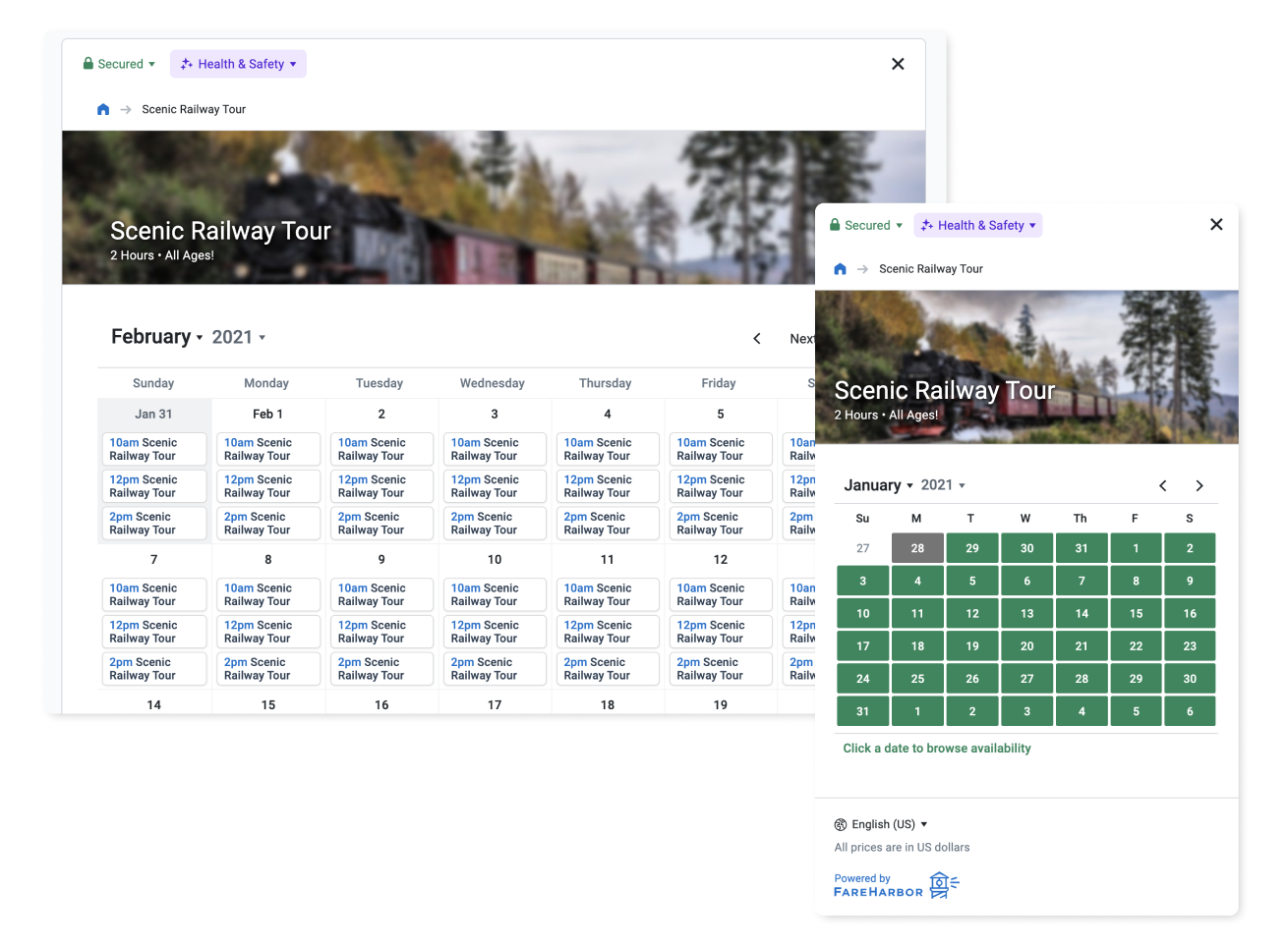 Online availability calendar