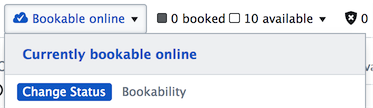 Online booking status menu