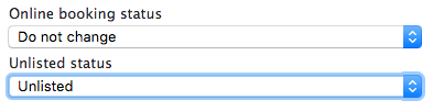 Unlisted status dropdown