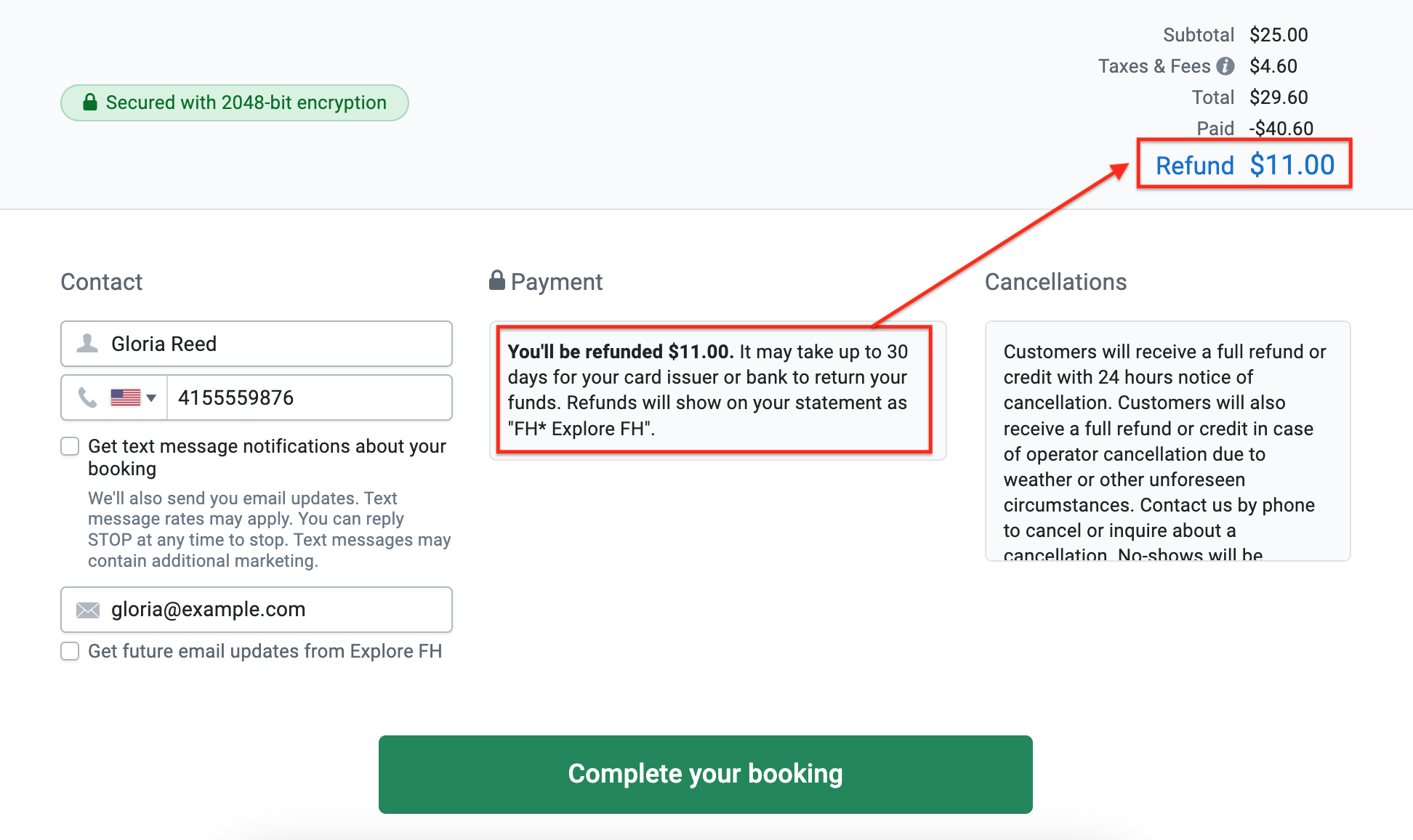 Rebooking to a less expensive price