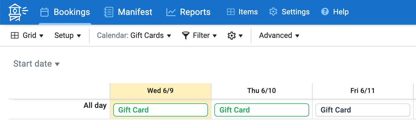 Example of a gift card custom calendar