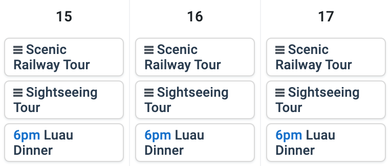 Grouped availabilities on an online calendar