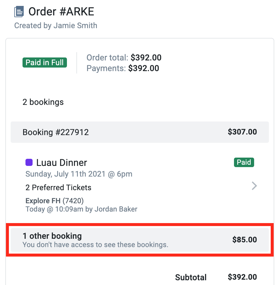Affiliate order with restricted booking