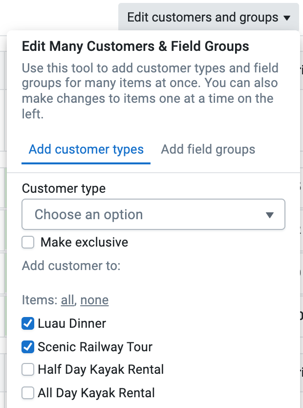 Edit customers and groups