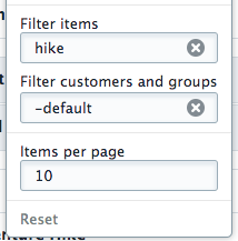 Items per page filter
