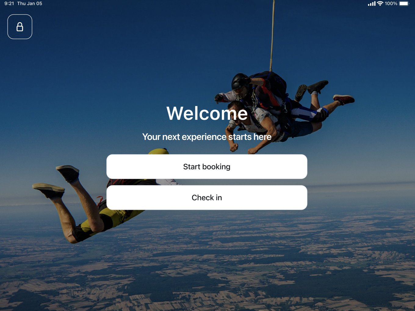 Dock check-in button on welcome screen