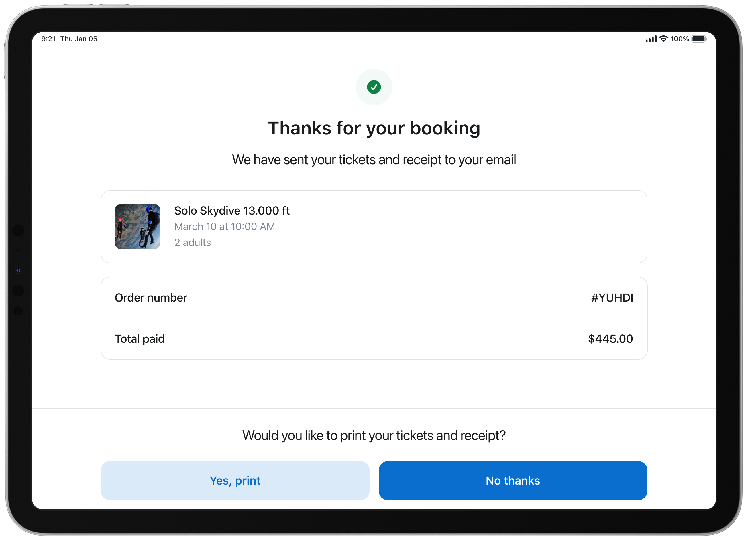 Ticket and receipt printing settings