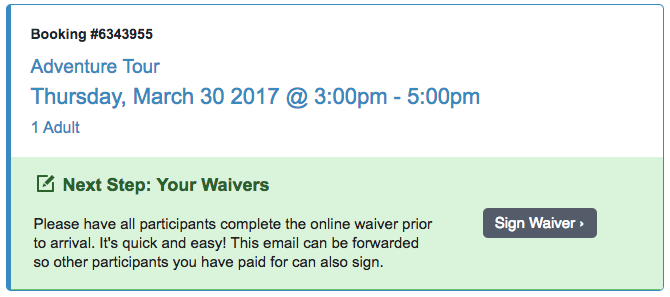 Example confirmation email