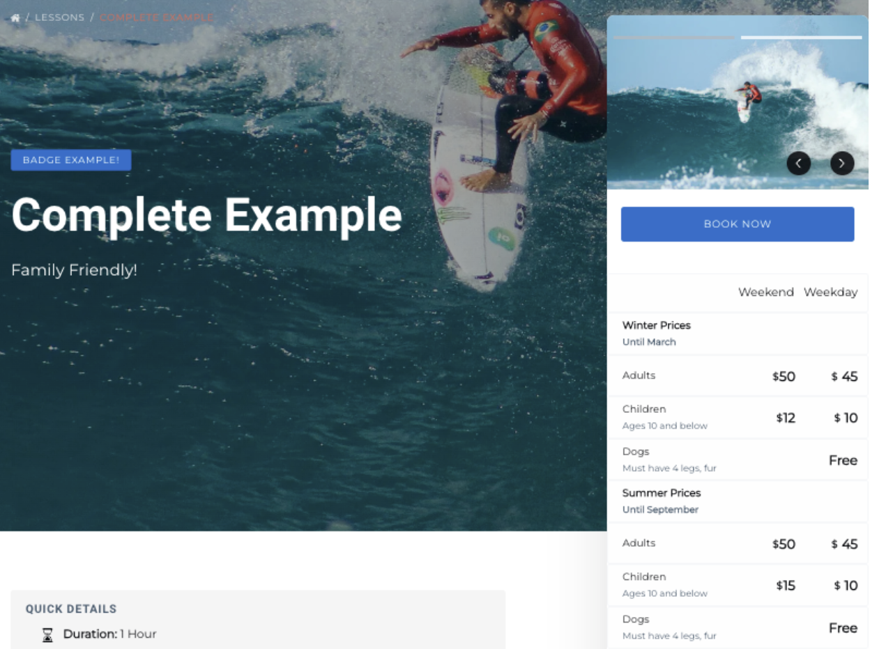 customer types and prices frontend