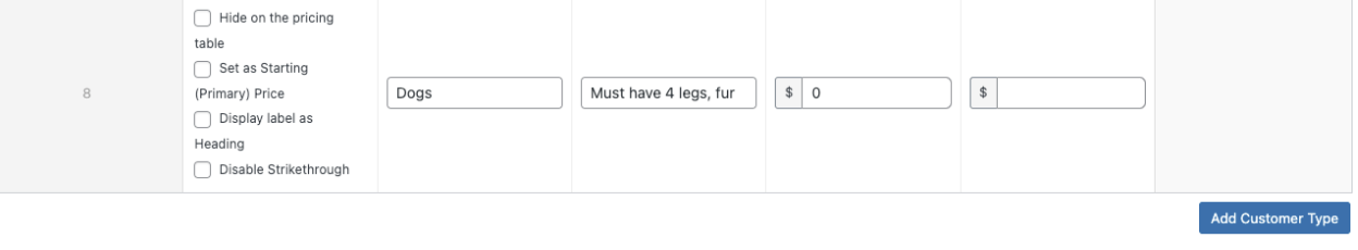new customer type backend