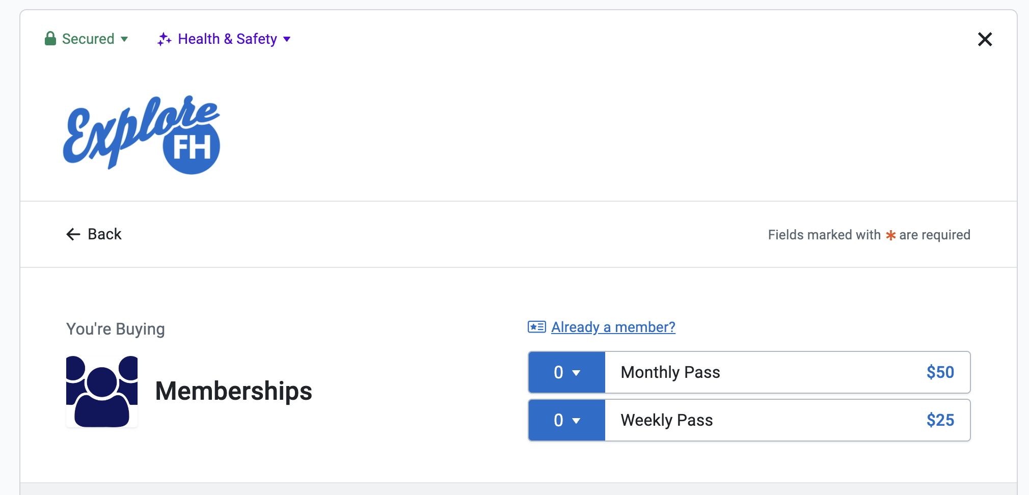 membership booking flow