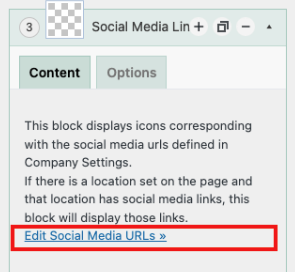 edit social media links screenshot